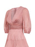 Miniabito in tessuto plissé rosa polvere<BR/>