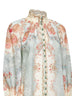 Wallpaper Floral-print mint ramie Daylight blouse