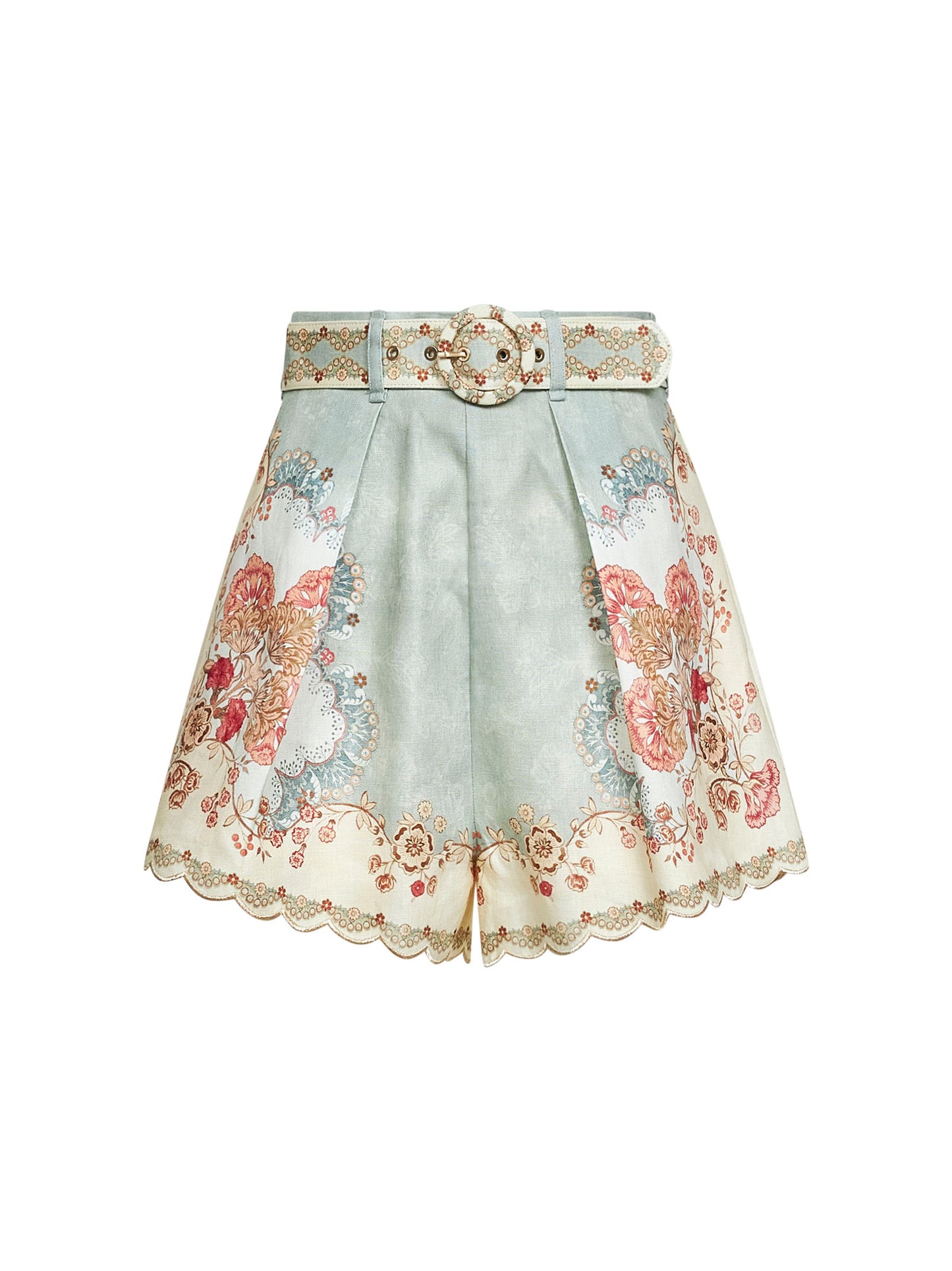 Wallpaper floral-print mint linen Daylight shorts