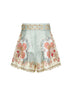 Wallpaper floral-print mint linen Daylight shorts