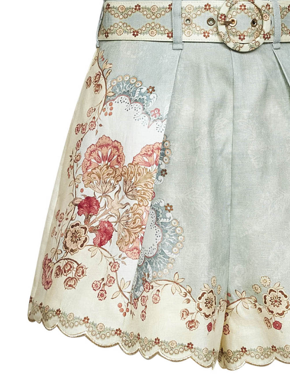 Wallpaper floral-print mint linen Daylight shorts