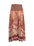 Tapestry-print burgundy silk habotai Wanderlust maxi skirt