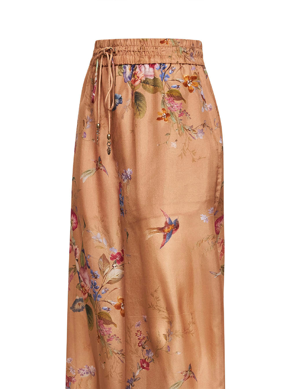 Floral-print beige silk habotai Patience trousers