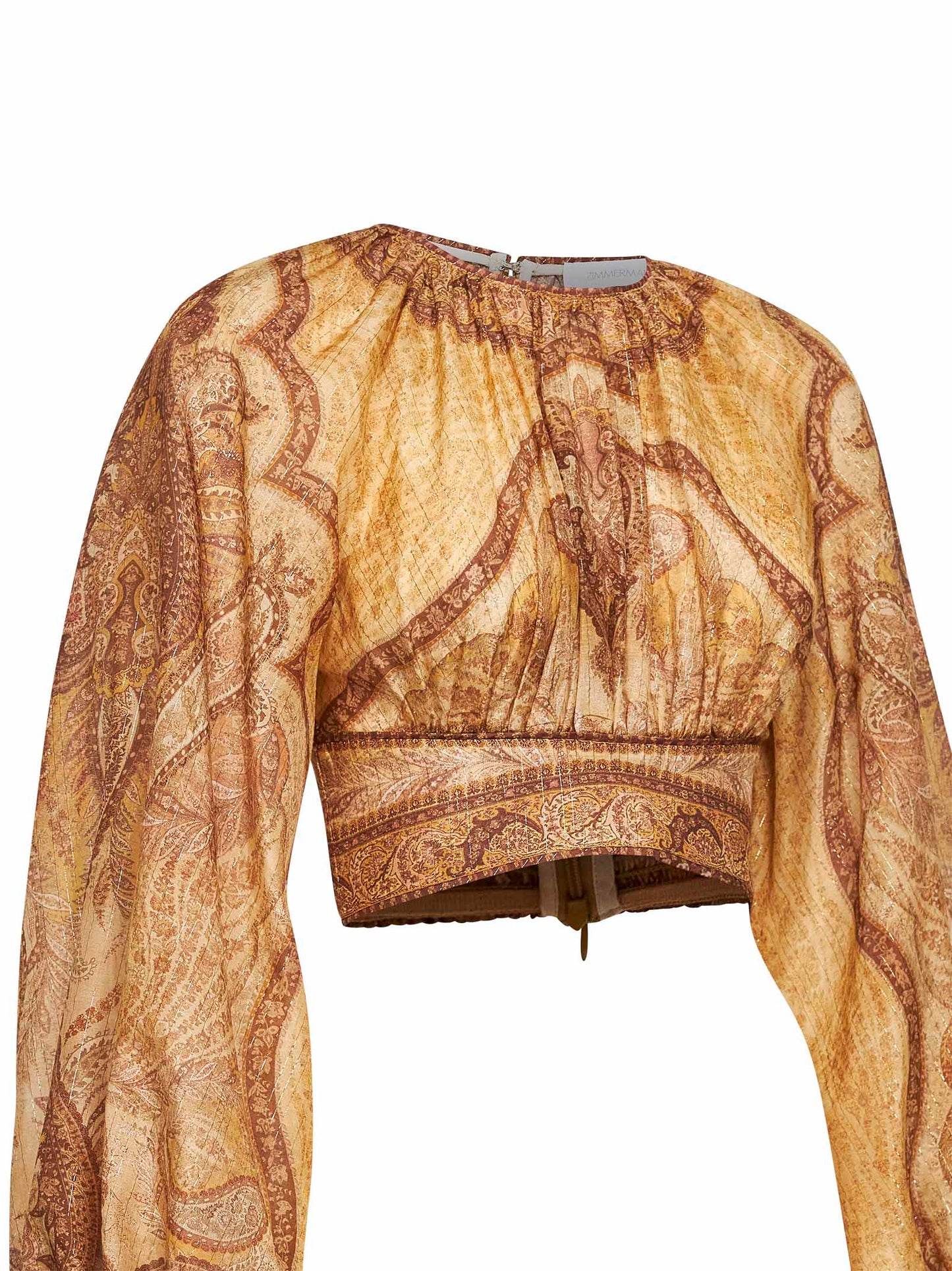 Tapestry-print mustard cotton-silk blend Wanderlust bodice