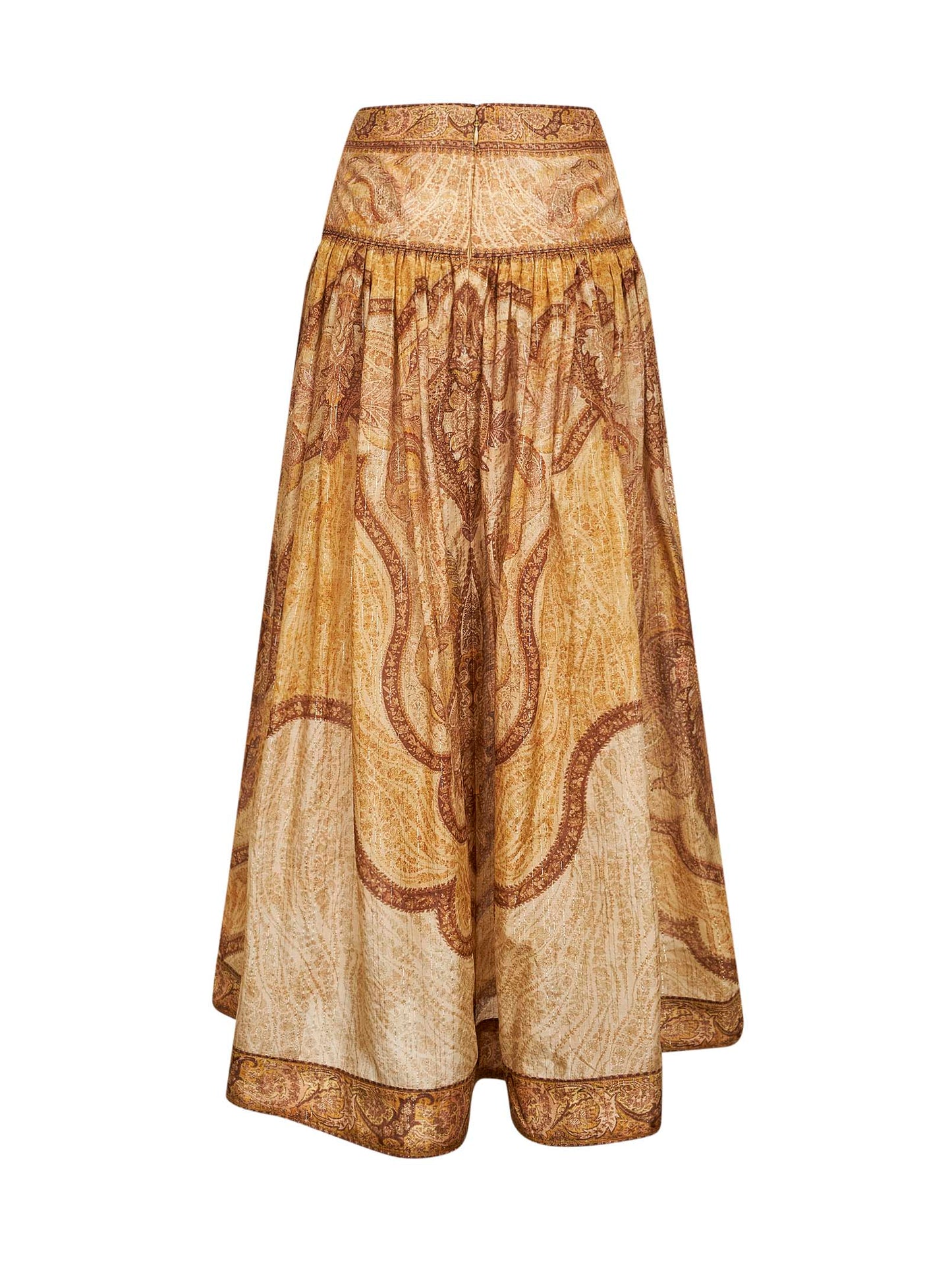 Tapestry-print mustard cotton-slik blend Wanderlust maxi skirt