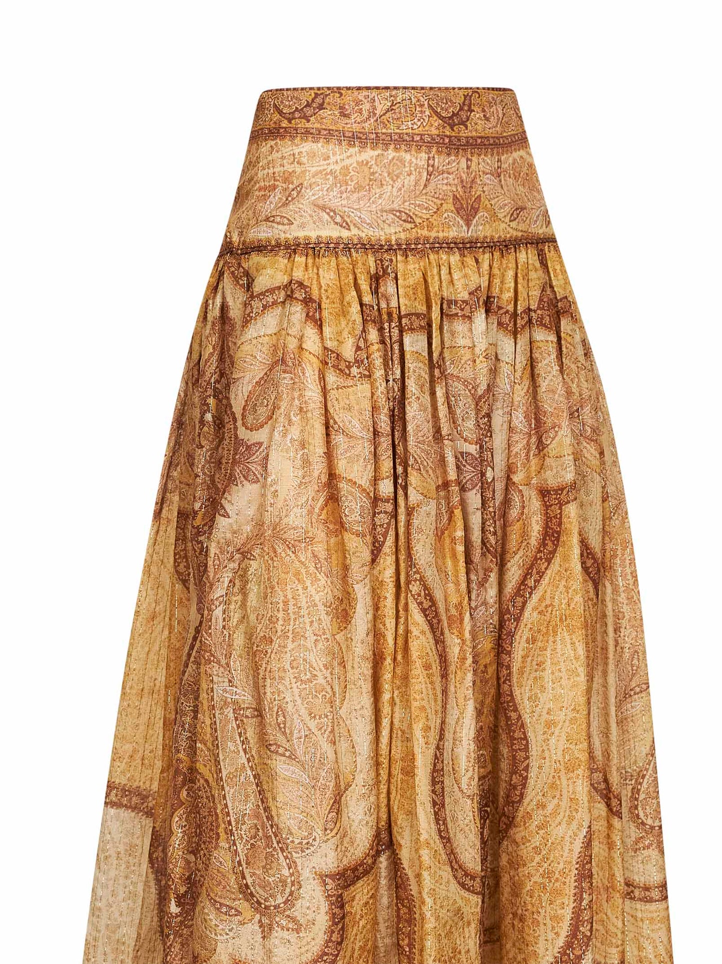 Tapestry-print mustard cotton-slik blend Wanderlust maxi skirt