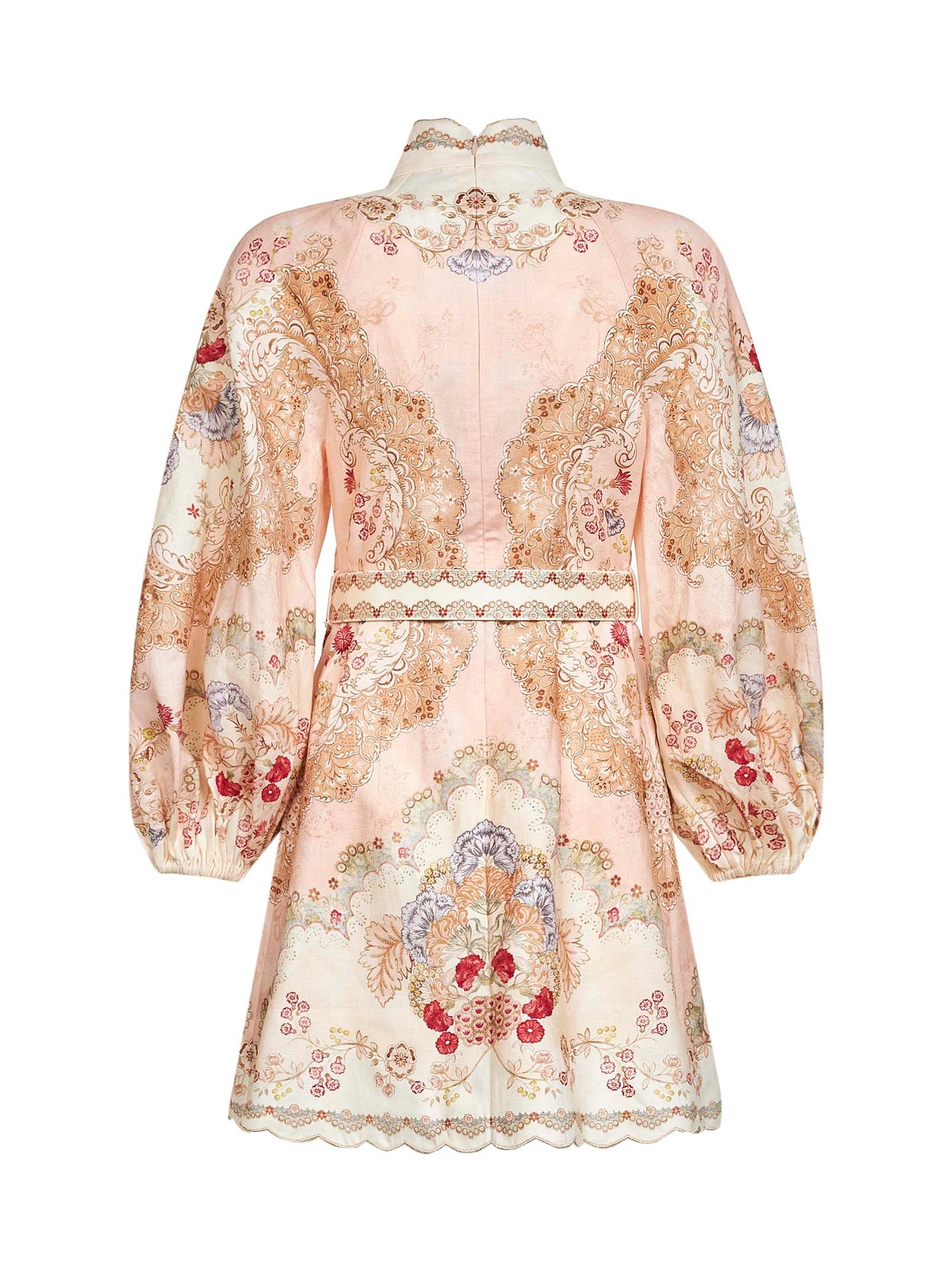 Wallpaper floral-print blush linen Daylight mini dress