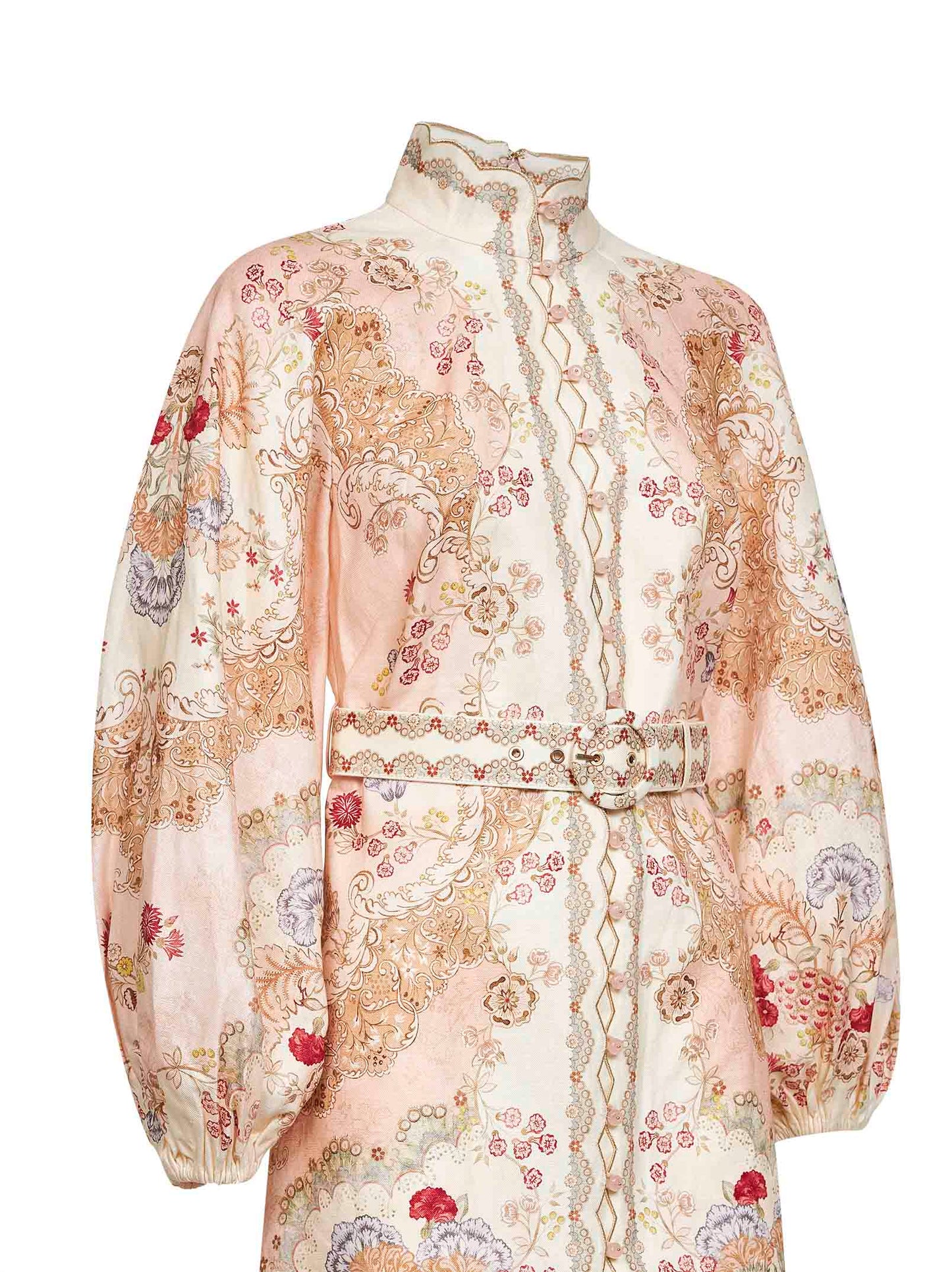 Wallpaper floral-print blush linen Daylight mini dress