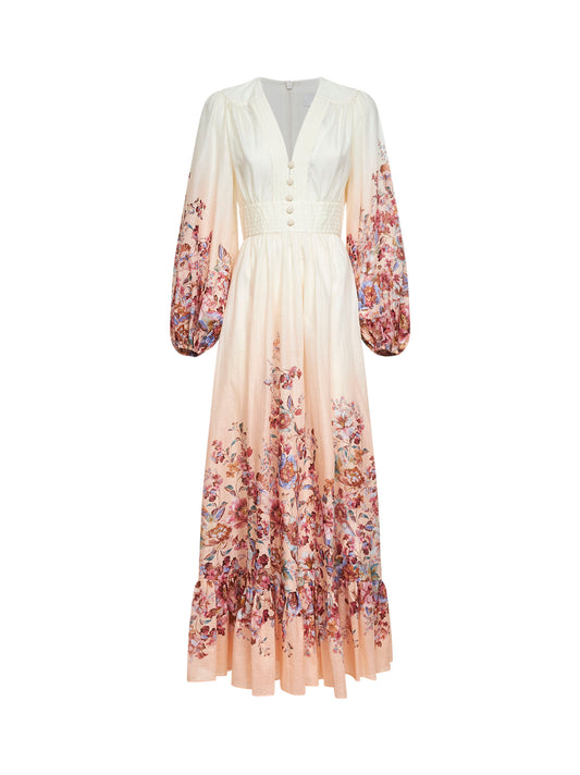 Floral-print ivory cotton Awaken maxi dress