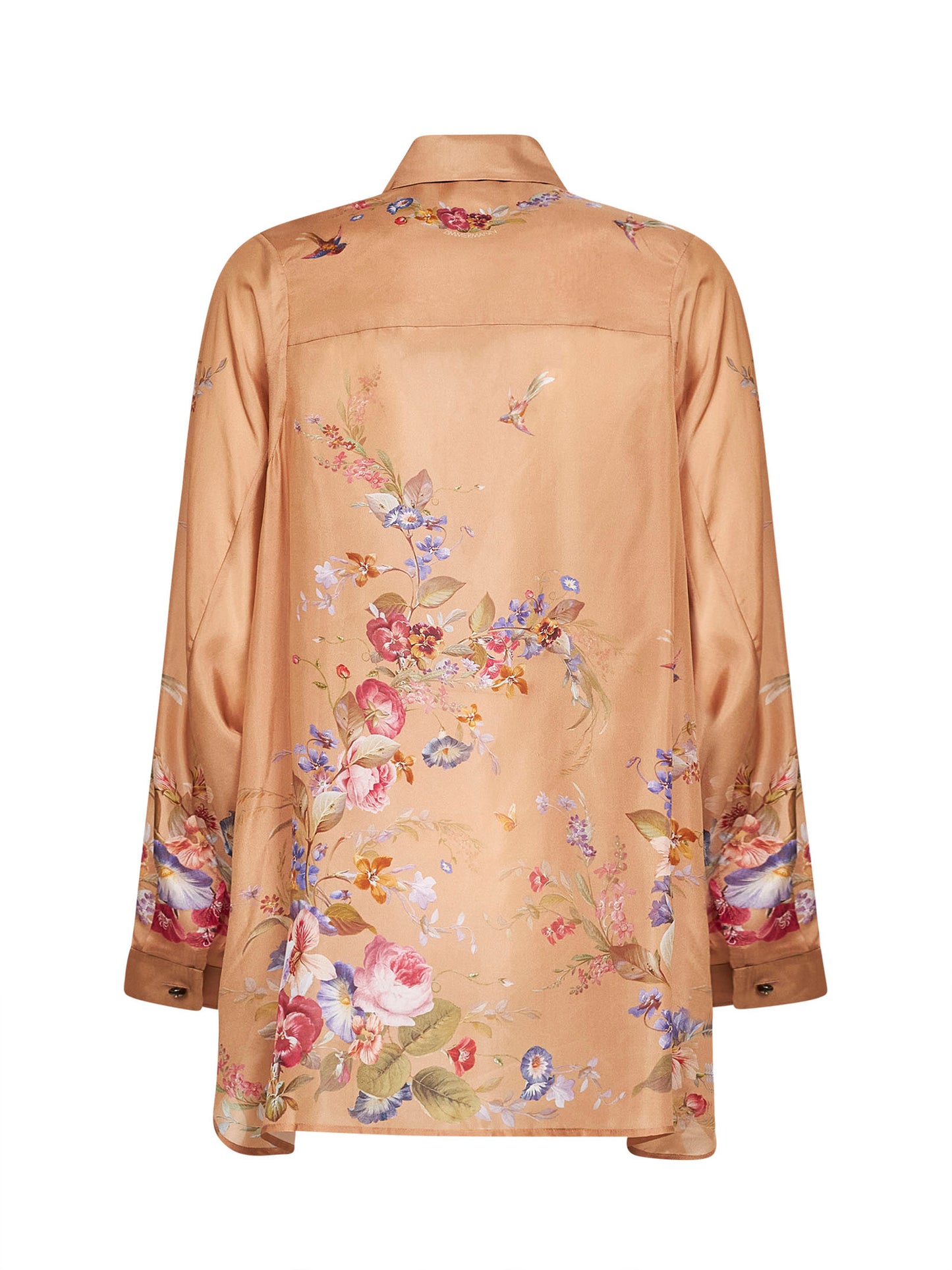 Floral-print beige silk habotai Patience shirt