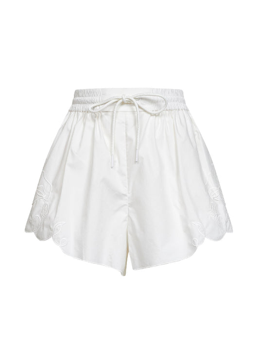 Ivory embroidered cotton poplin Daylight shorts