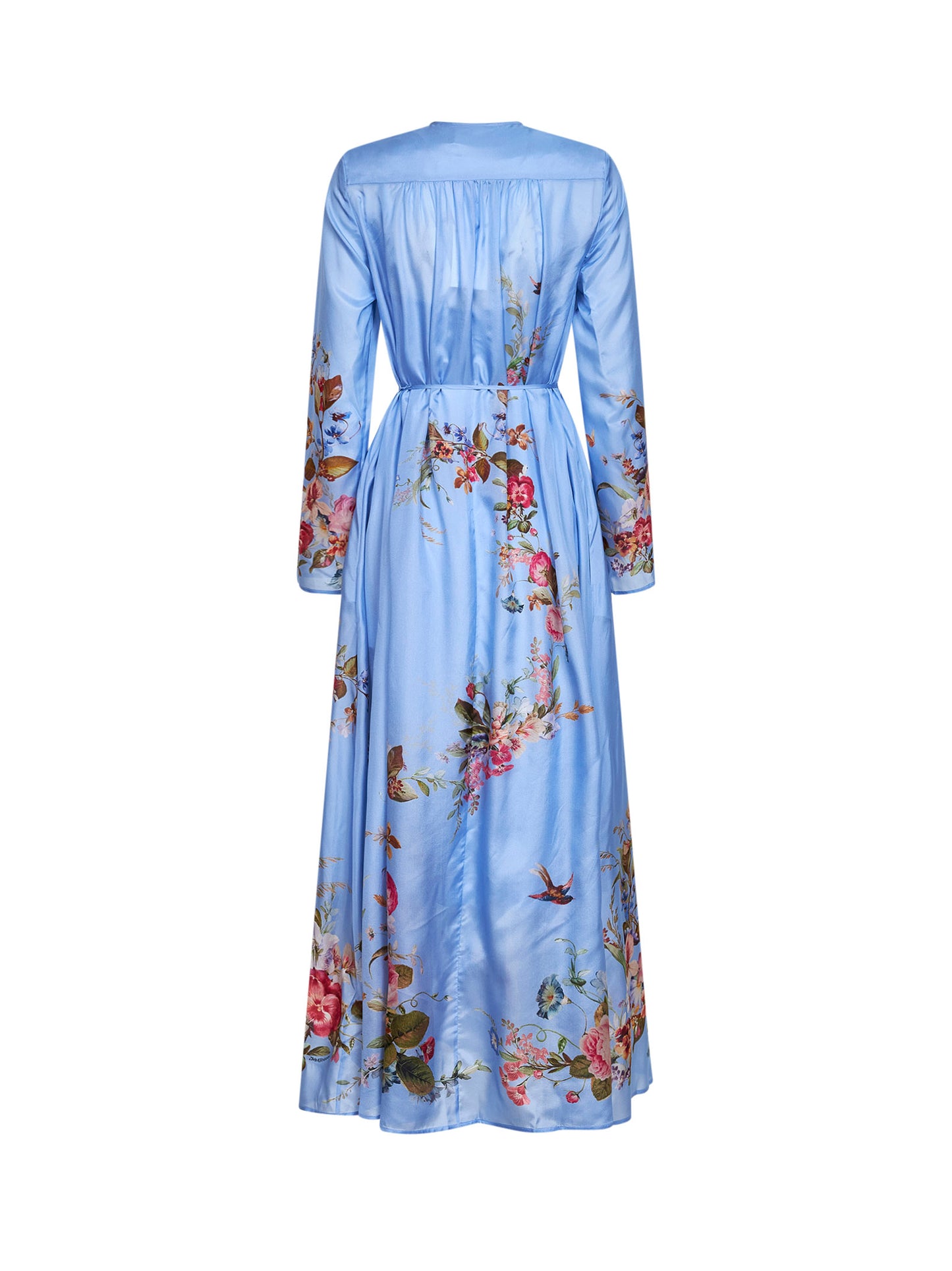 Floral-print cornflower silk habotai Patience maxi dress