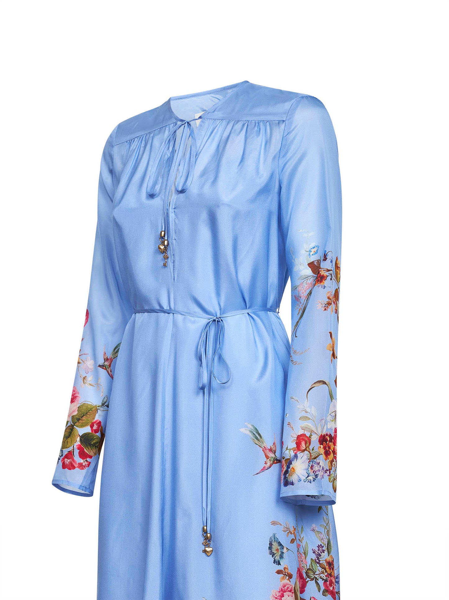 Floral-print cornflower silk habotai Patience maxi dress