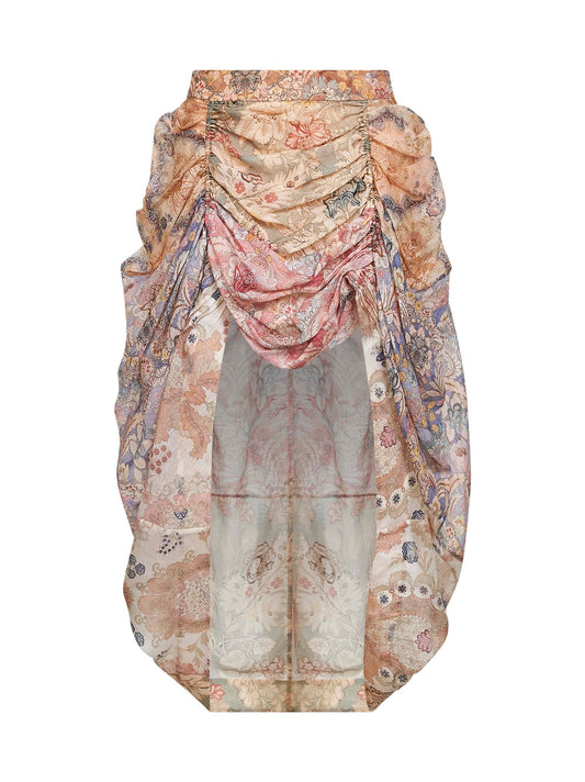 Spliced floral silk-linen blend Rebellion midi skirt