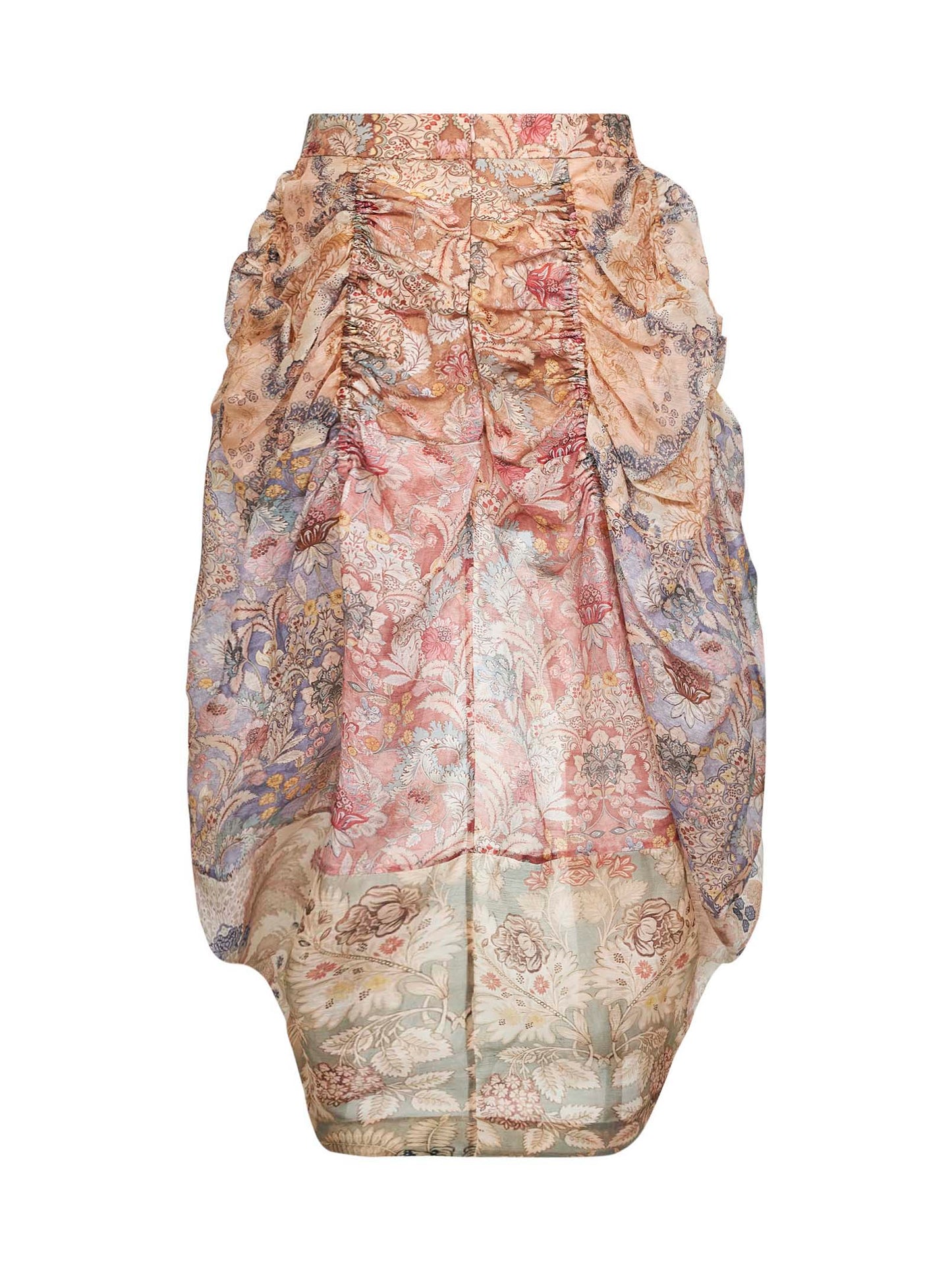 Spliced floral silk-linen blend Rebellion midi skirt