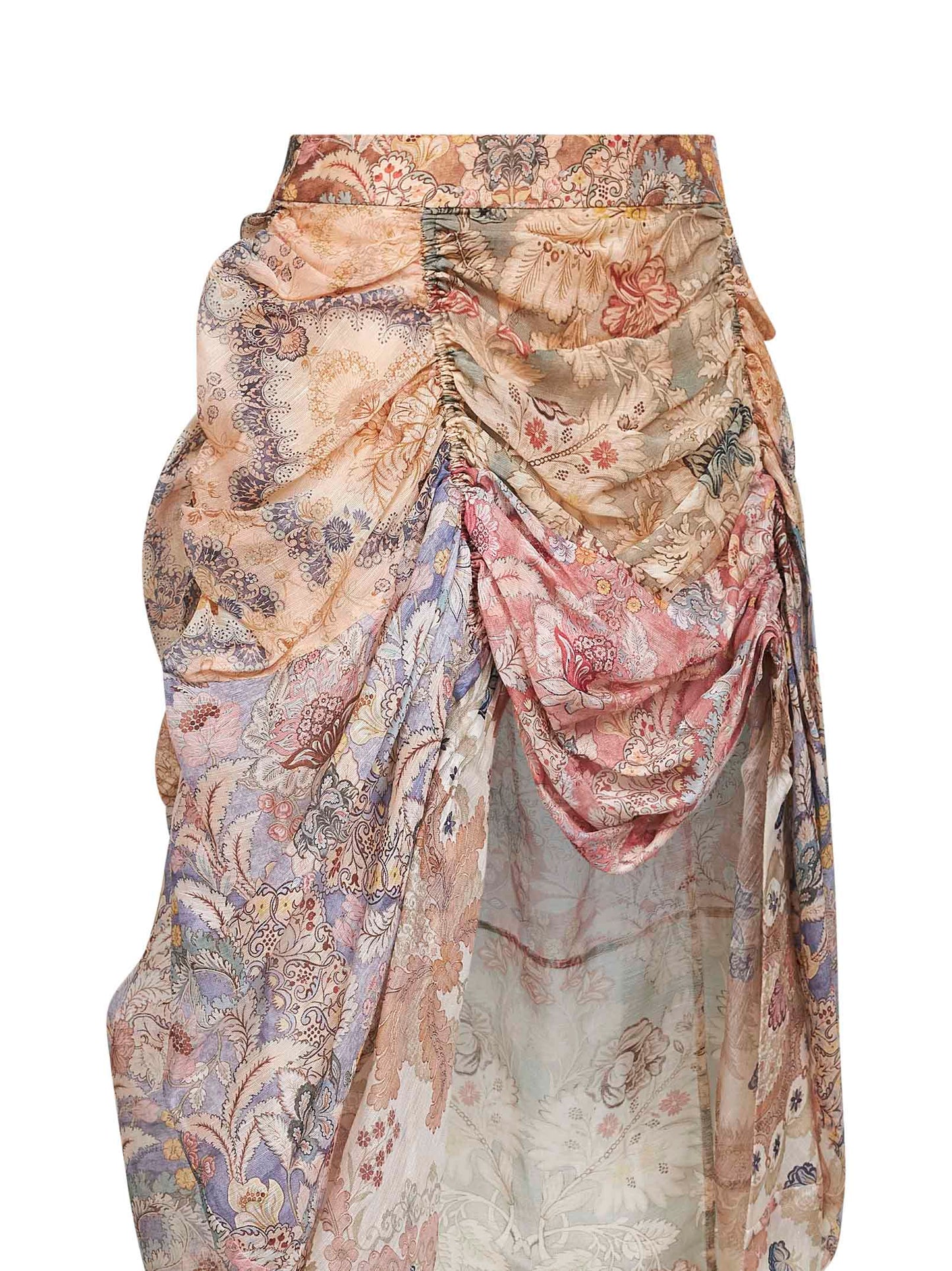 Spliced floral silk-linen blend Rebellion midi skirt
