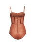 Tan stretch mesh Rebellion corset bodysuit