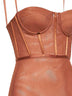 Tan stretch mesh Rebellion corset bodysuit
