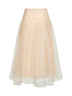 Cream polka dot tulle midi skirt