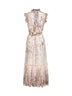 Aviary-print cream viscose Rebellion midi dress