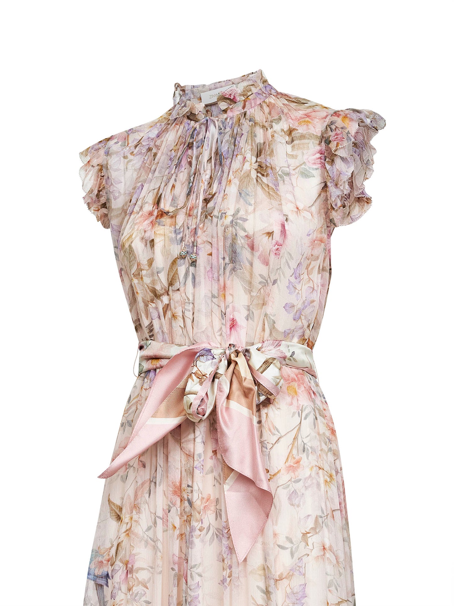 Aviary-print cream viscose Rebellion midi dress