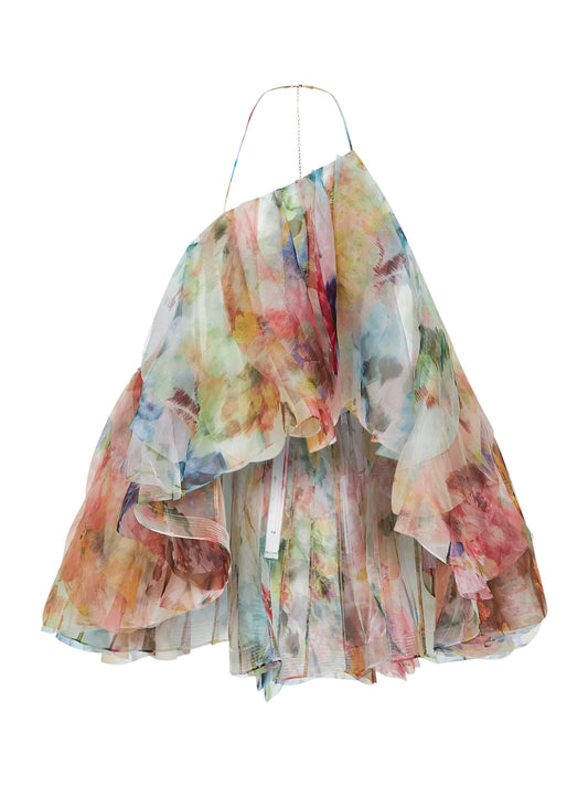 Spliced Floral-print georgette Luna Fanned Camisole top