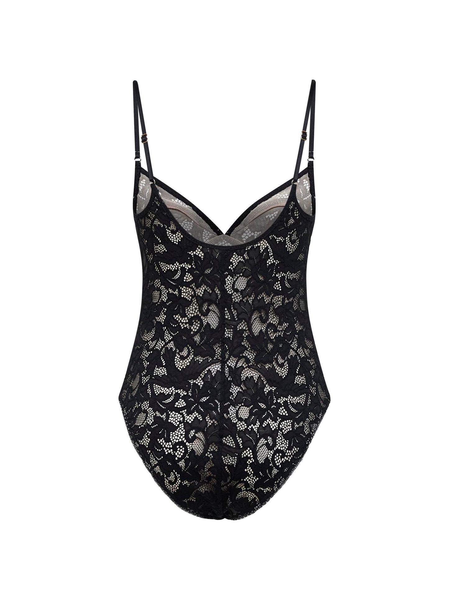 Black lace sleeveless bodysuit