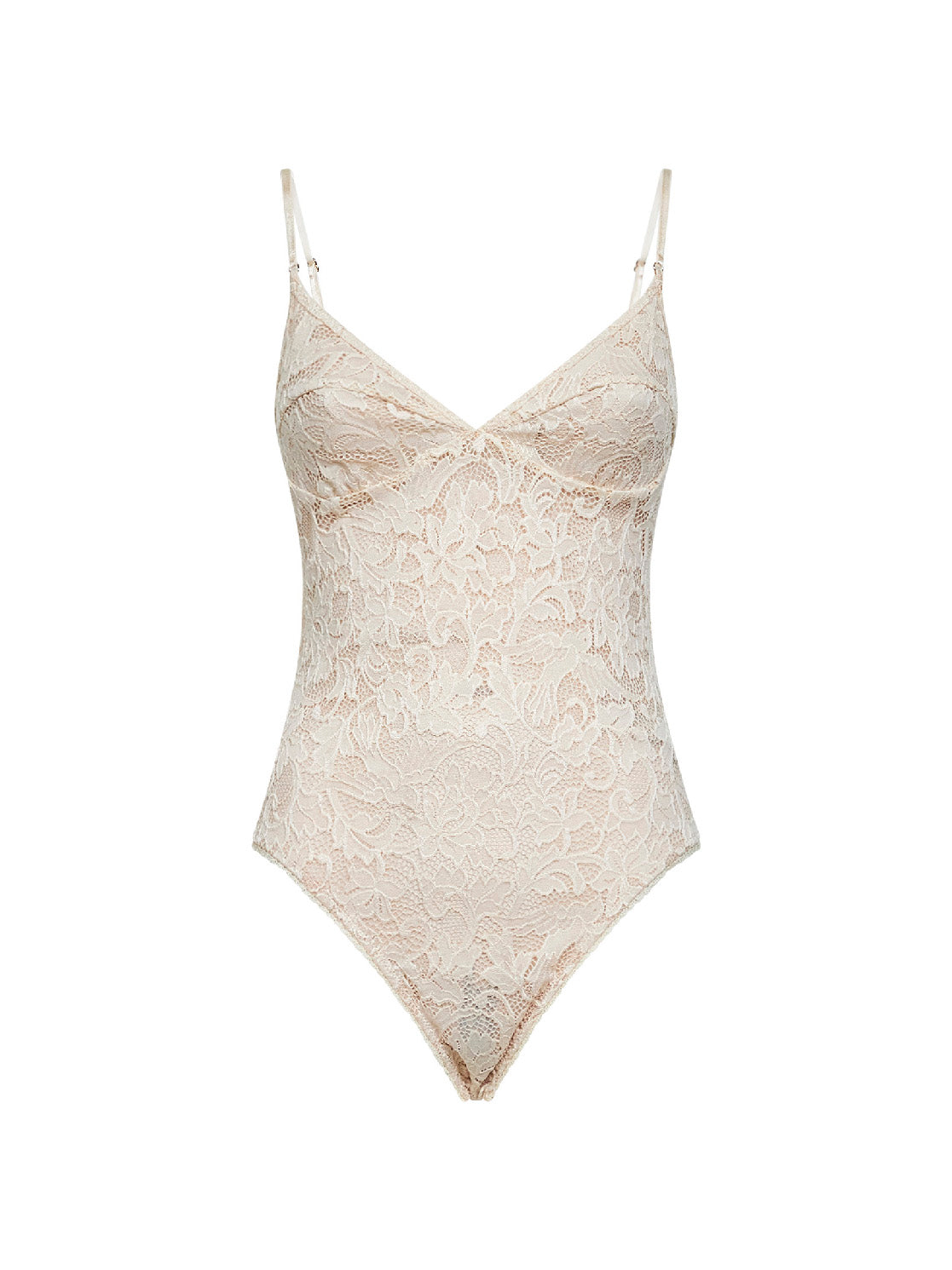Body senza maniche in pizzo crema