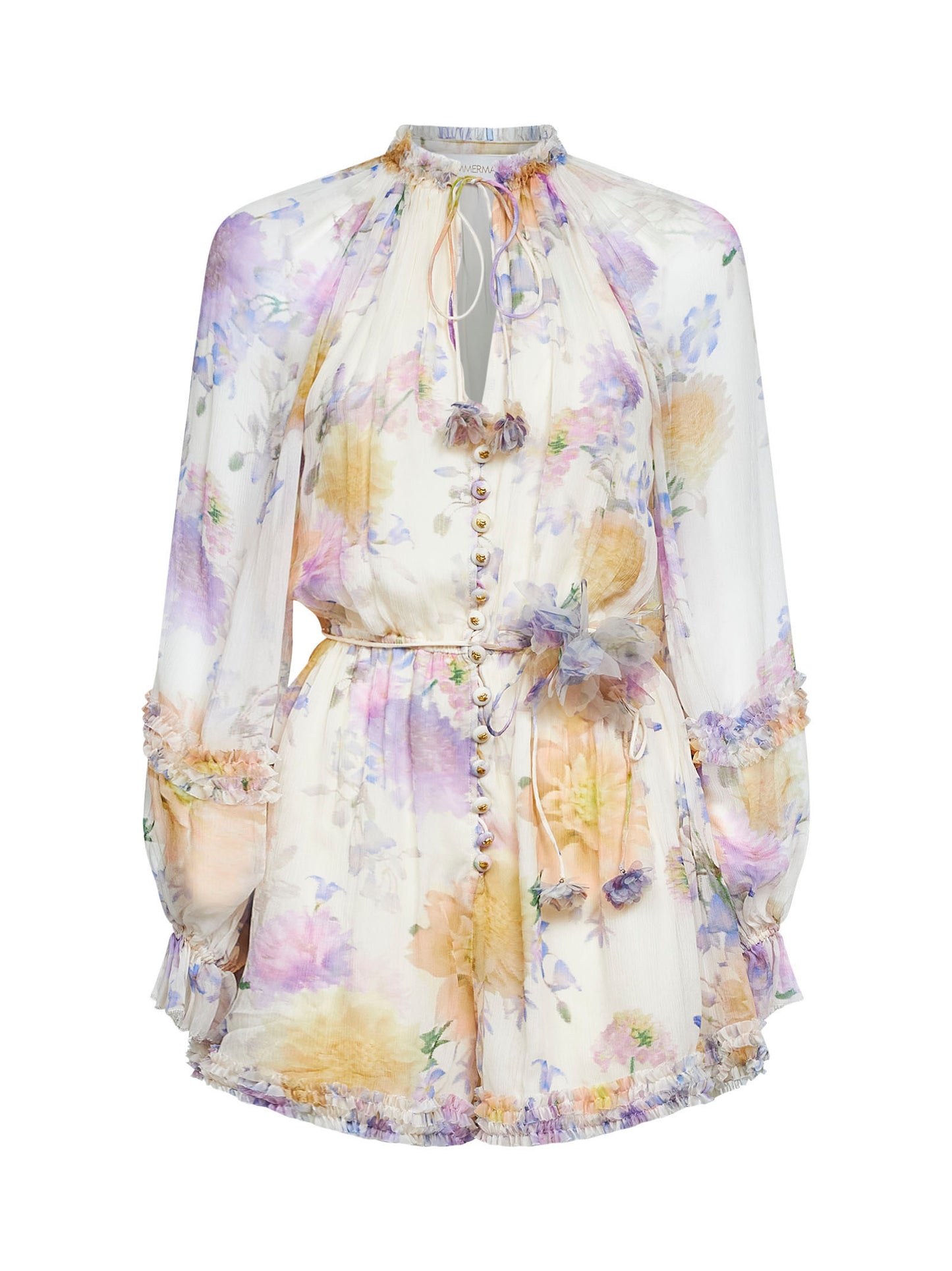 Cream Dahlia-print viscose Luna playsuit