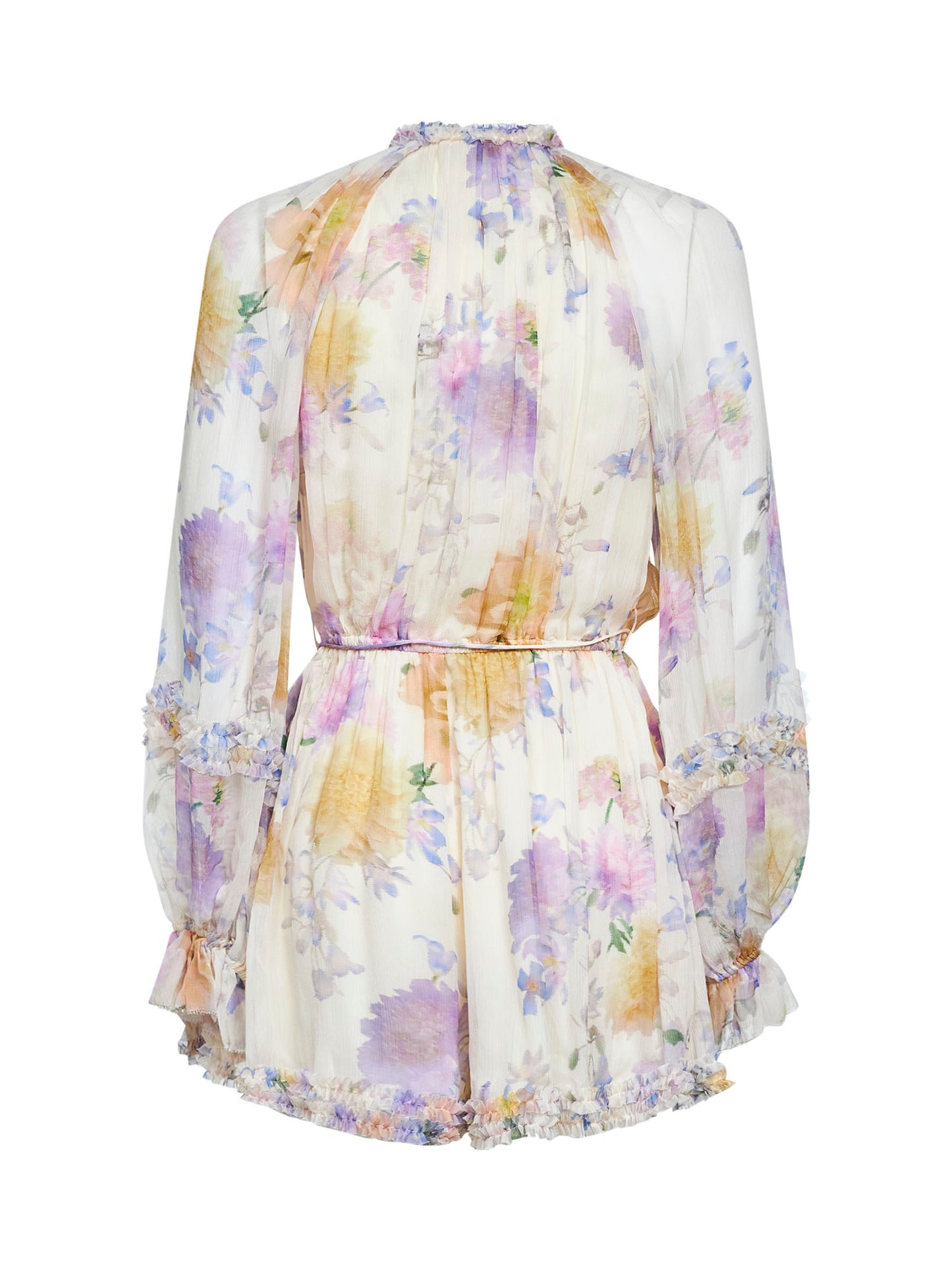 Cream Dahlia-print viscose Luna playsuit