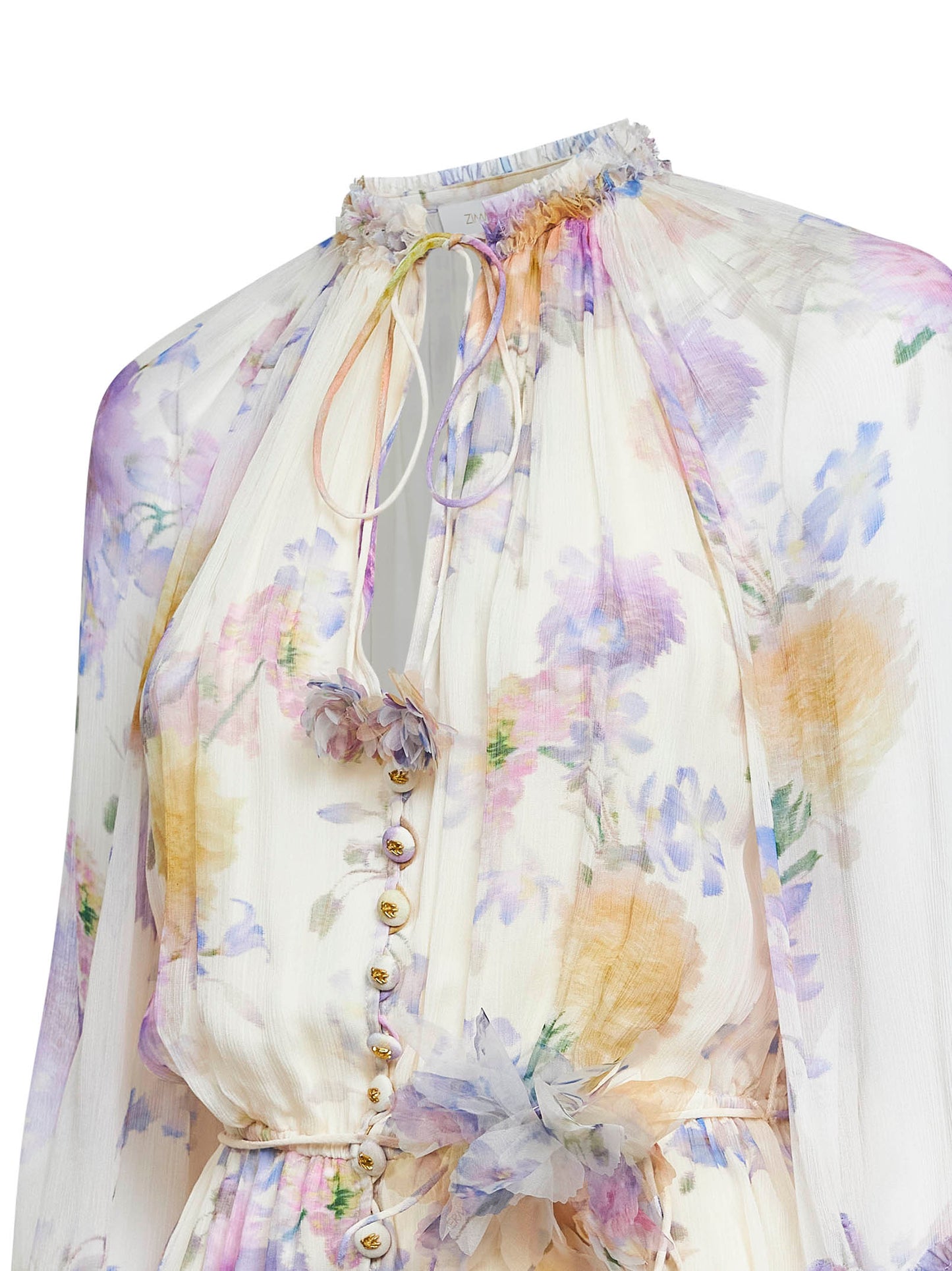 Cream Dahlia-print viscose Luna playsuit