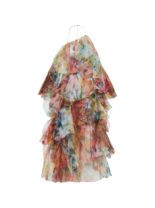 Spliced Floral-print georgette Luna maxi dress