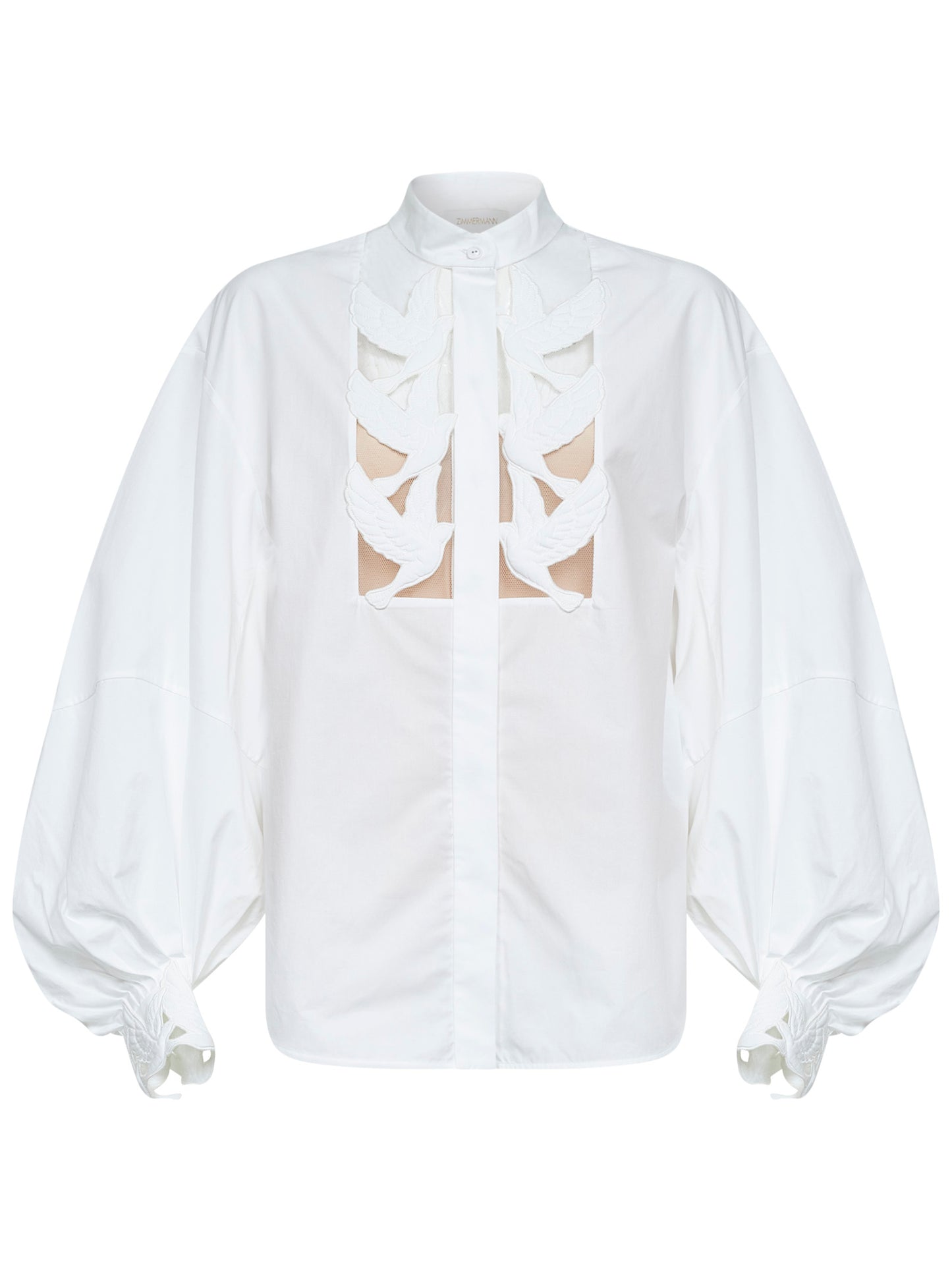 Blusa Luna in cotone avorio con applicazioni