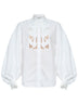 Blusa Luna in cotone avorio con applicazioni