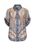 Tapestry-print blue silk habotai Wanderlust shirt