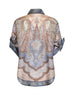 Tapestry-print blue silk habotai Wanderlust shirt