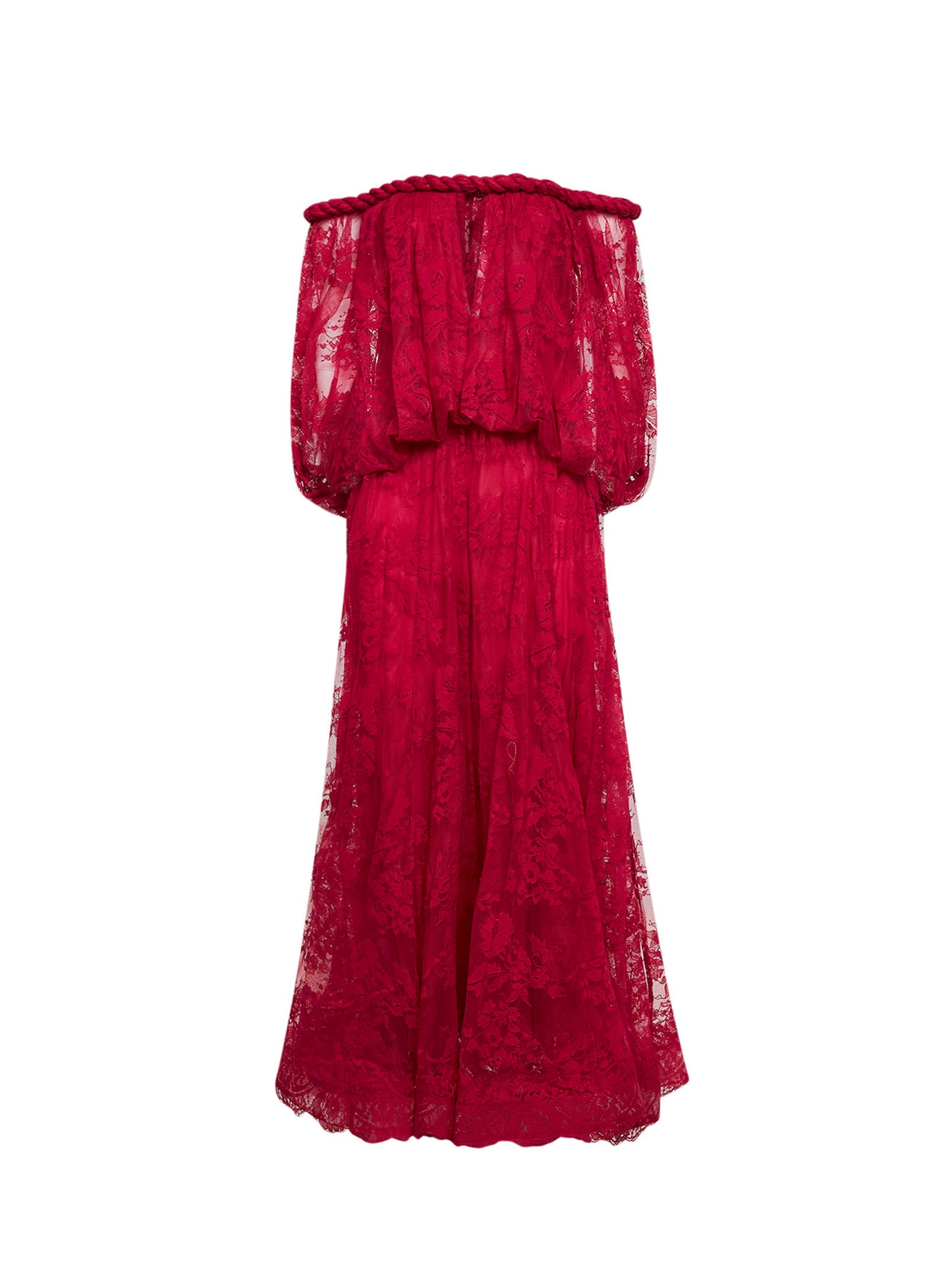 Fuchsia lace Luna billow gown