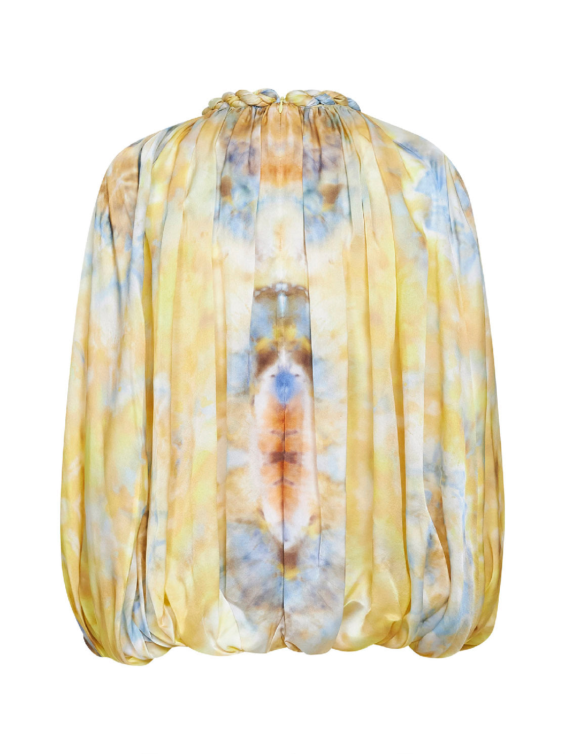 Blusa Alchemy in twill di seta e cotone limone con stampa Tie Dye