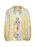 Blusa Alchemy in twill di seta e cotone limone con stampa Tie Dye