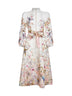 Aviary-print cream linen Rebellion midi dress